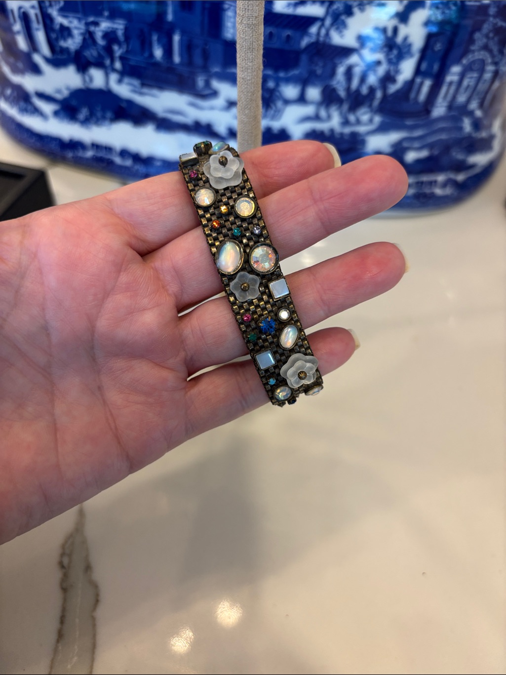 Sorrelli Multicolor Crystal & White Flower Bracelet